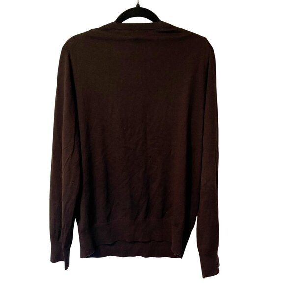 Banana Republic Luxury Blend V-Neck Sweater Brown Silk Cashmere Blend Men’s L - Picture 2 of 3